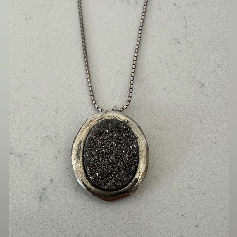 Sterling silver druzy crystal pendant and necklace